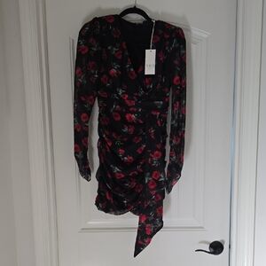 Vici Black and Red Floral Long Sleeve Dress